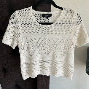 Forever 21 Cream Cropped Knit Top